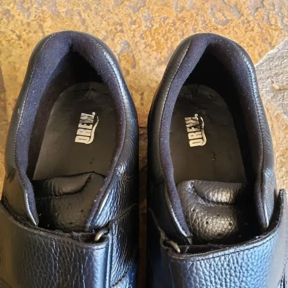 Drew NAVIGATOR II Black Leather Diabetic Orthotic Walking Shoes Mens Size 10.5 W
