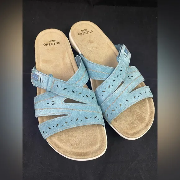 Earth Origins Savoy Shantel Sandals Women's 11M Blue Suede Slide