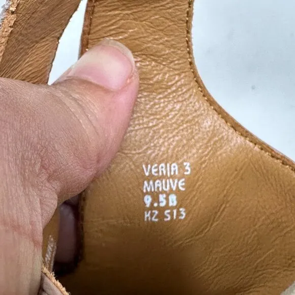 Earthies Taupe Leather Mauve Seria Shoes Sandals 9.5 B Arch Support Ankle Strap