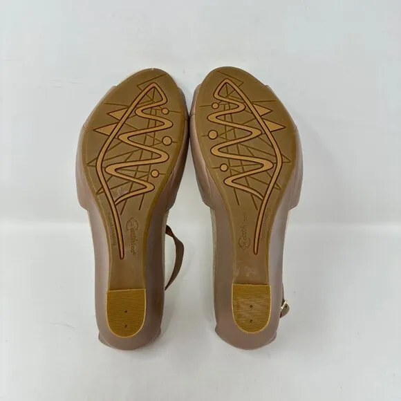 Earthies Taupe Leather Mauve Seria Shoes Sandals 9.5 B Arch Support Ankle Strap