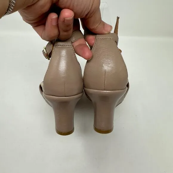 Earthies Taupe Leather Mauve Seria Shoes Sandals 9.5 B Arch Support Ankle Strap
