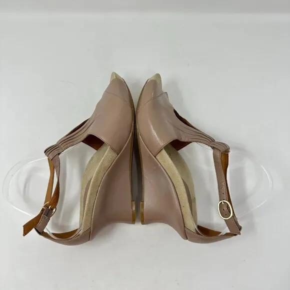 Earthies Taupe Leather Mauve Seria Shoes Sandals 9.5 B Arch Support Ankle Strap