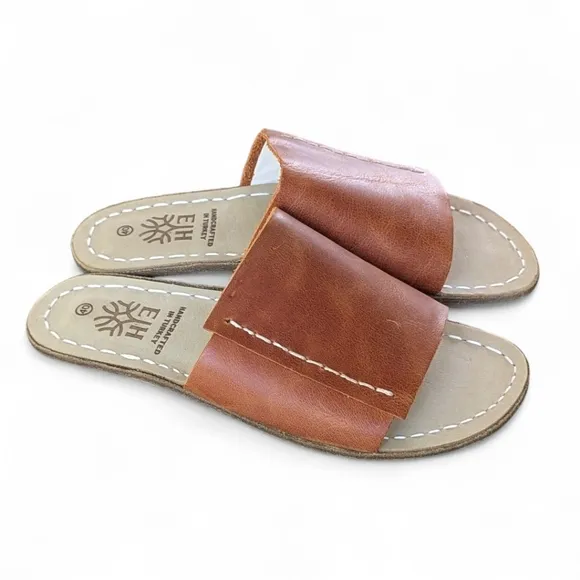 Earthing Harmony Grounding &amp; Earthing Barefoot Slide On Leather Sandals Womens 9