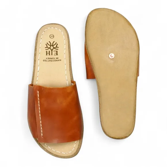 Earthing Harmony Grounding &amp; Earthing Barefoot Slide On Leather Sandals Womens 9