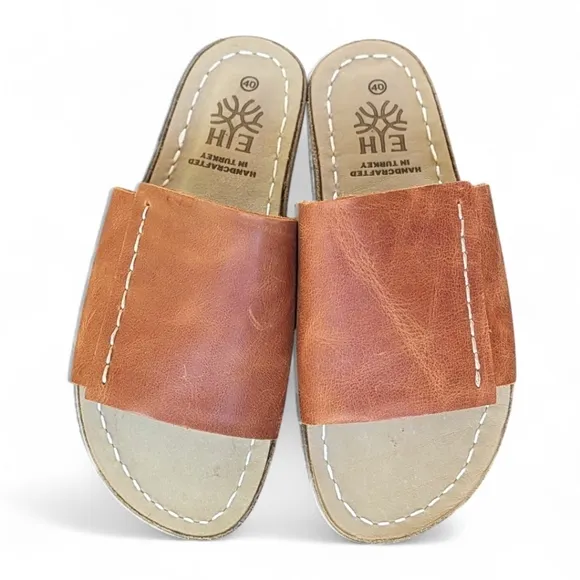 Earthing Harmony Grounding &amp; Earthing Barefoot Slide On Leather Sandals Womens 9