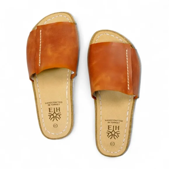 Earthing Harmony Grounding &amp; Earthing Barefoot Slide On Leather Sandals Womens 9