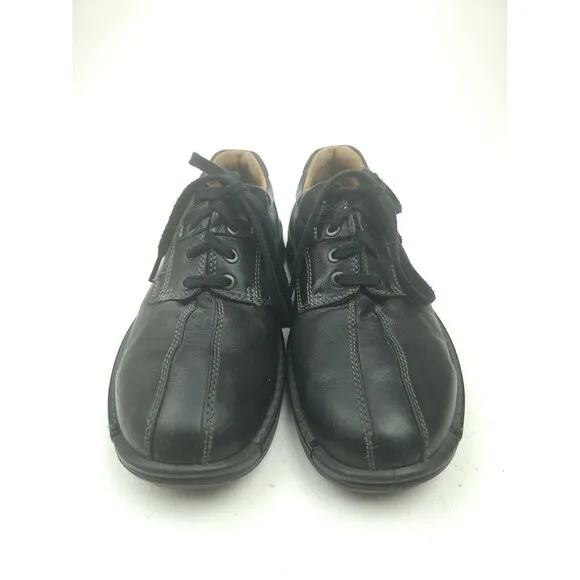 Ecco Mens Fusion Bicycle Toe Tie  Leather Oxford Shoes Black 39 US 5-5.5