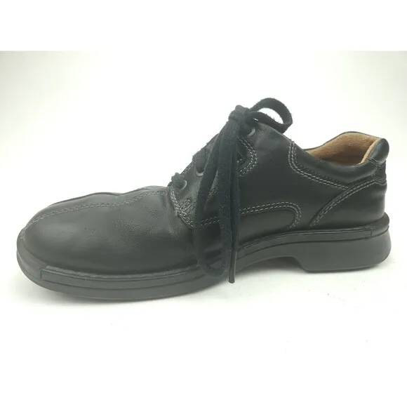 Ecco Mens Fusion Bicycle Toe Tie  Leather Oxford Shoes Black 39 US 5-5.5