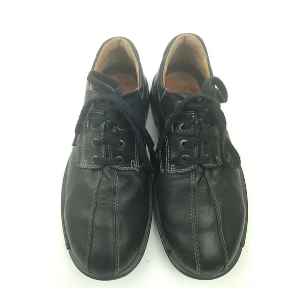 Ecco Mens Fusion Bicycle Toe Tie  Leather Oxford Shoes Black 39 US 5-5.5