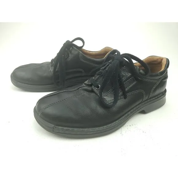 Ecco Mens Fusion Bicycle Toe Tie  Leather Oxford Shoes Black 39 US 5-5.5