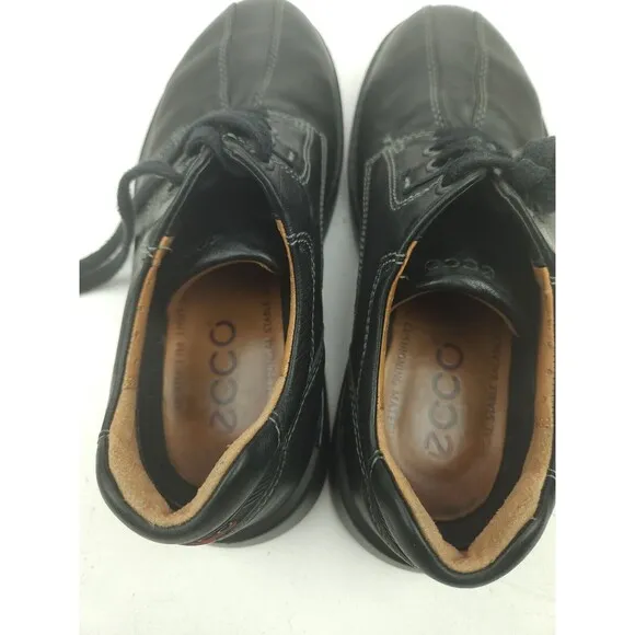 Ecco Mens Fusion Bicycle Toe Tie  Leather Oxford Shoes Black 39 US 5-5.5