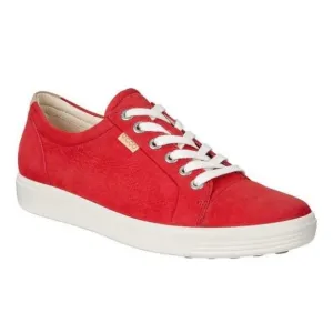 Ecco Shoes Womens 38 Soft VII Cap Toe Sneakers Comfort Red Suede Lace Up
