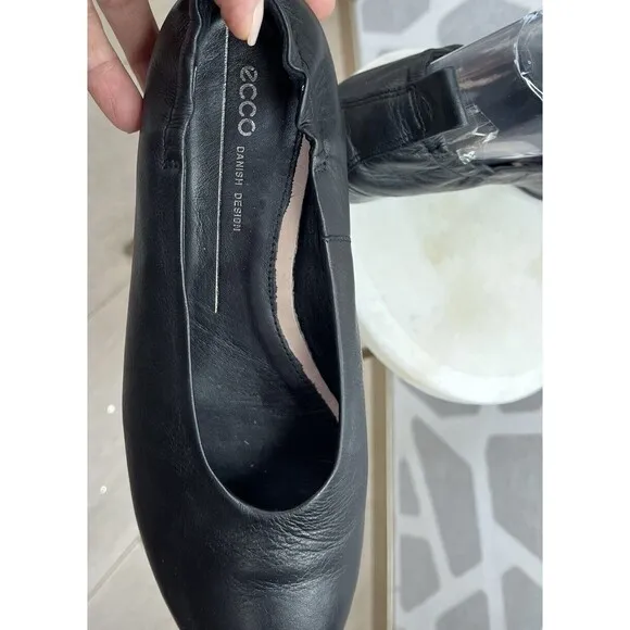 ECCO Women Anine Classic Ballet Flat Slip On Shoes Us 7 Leather Black