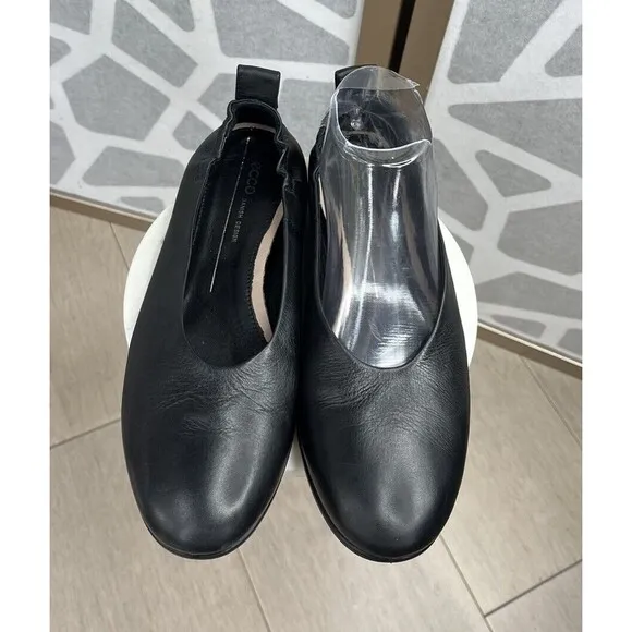 ECCO Women Anine Classic Ballet Flat Slip On Shoes Us 7 Leather Black