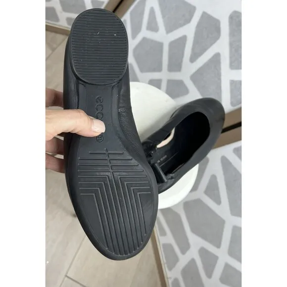 ECCO Women Anine Classic Ballet Flat Slip On Shoes Us 7 Leather Black