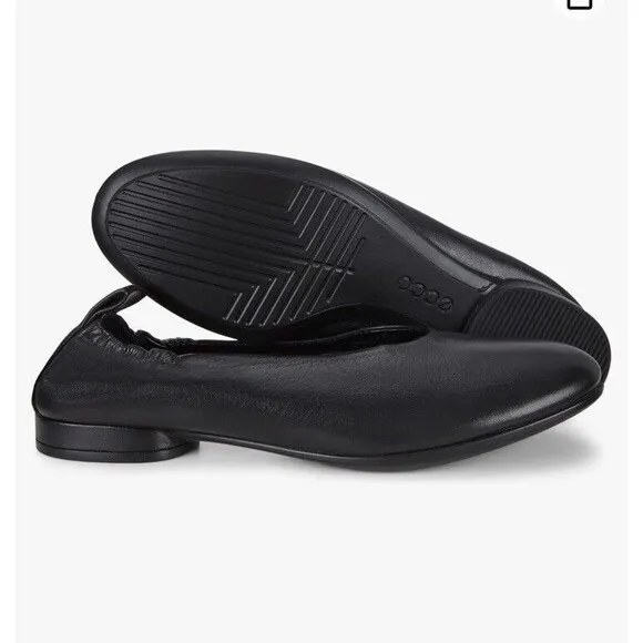 ECCO Women Anine Classic Ballet Flat Slip On Shoes Us 7 Leather Black