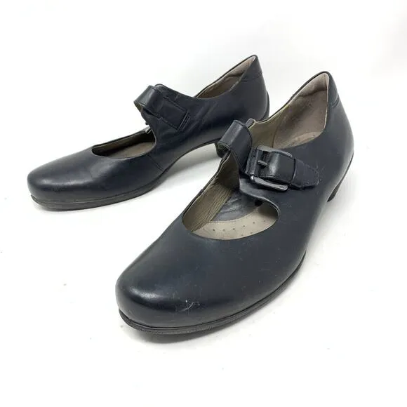 Ecco Women's Size 40 US 9-9.5 Mary Jane Comfort Pump Heels Black Leather