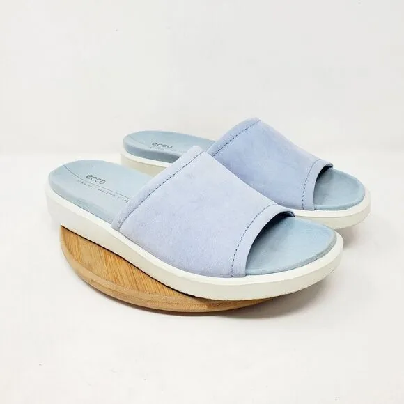 Ecco Yuma Slide Sandals Womens 41 Blue Leather Comfort Shoes Slip On Sport