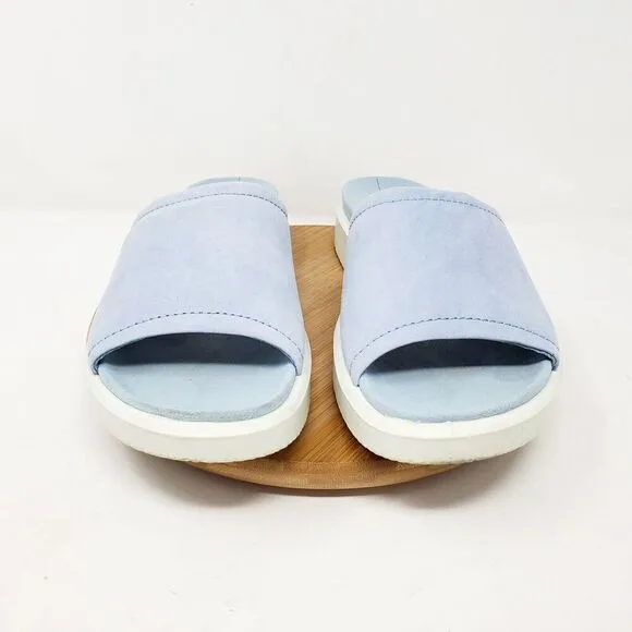 Ecco Yuma Slide Sandals Womens 41 Blue Leather Comfort Shoes Slip On Sport