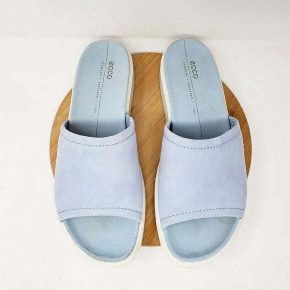 Ecco Yuma Slide Sandals Womens 41 Blue Leather Comfort Shoes Slip On Sport