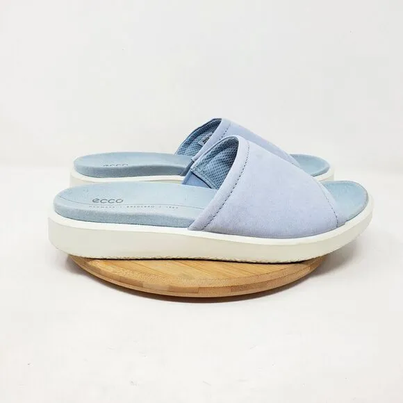 Ecco Yuma Slide Sandals Womens 41 Blue Leather Comfort Shoes Slip On Sport