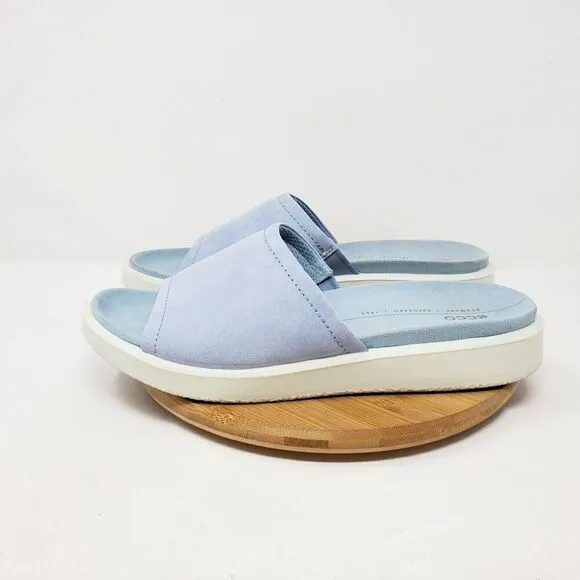 Ecco Yuma Slide Sandals Womens 41 Blue Leather Comfort Shoes Slip On Sport