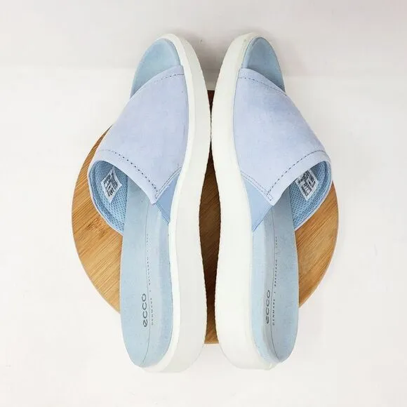Ecco Yuma Slide Sandals Womens 41 Blue Leather Comfort Shoes Slip On Sport