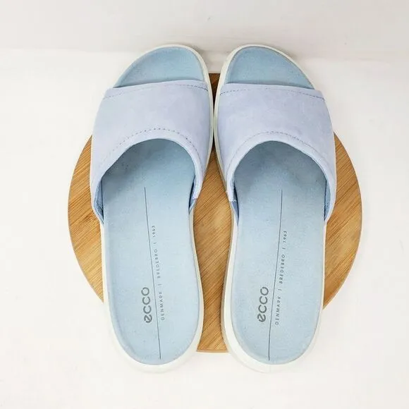 Ecco Yuma Slide Sandals Womens 41 Blue Leather Comfort Shoes Slip On Sport