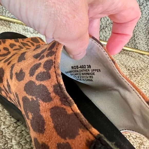 EEUC Women's Alegria Rosie Peep Toe Wedge Sandals Leopard Print Size 39 or 9