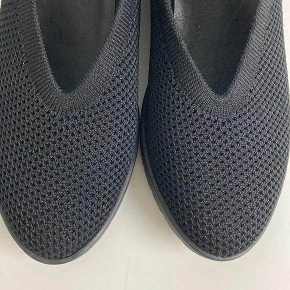 Eileen Fisher Heaven Stretch Knit Wedge Ballet Flat Black 5.5 Old Money Luxury