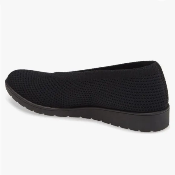Eileen Fisher Heaven Stretch Knit Wedge Ballet Flat Black 5.5 Old Money Luxury