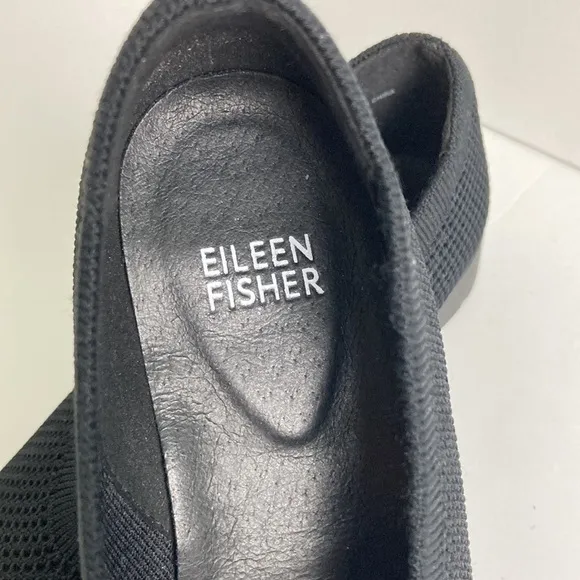 Eileen Fisher Heaven Stretch Knit Wedge Ballet Flat Black 5.5 Old Money Luxury