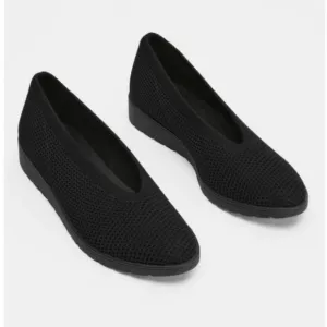 Eileen Fisher Heaven Stretch Knit Wedge Ballet Flat Black 5.5 Old Money Luxury