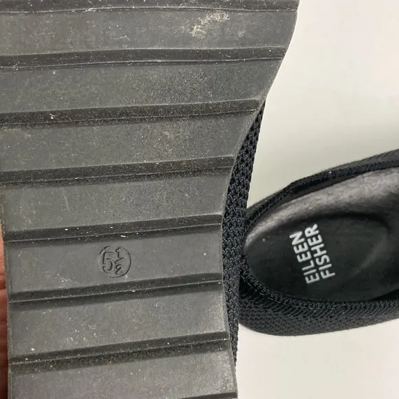 Eileen Fisher Heaven Stretch Knit Wedge Ballet Flat Black 5.5 Old Money Luxury