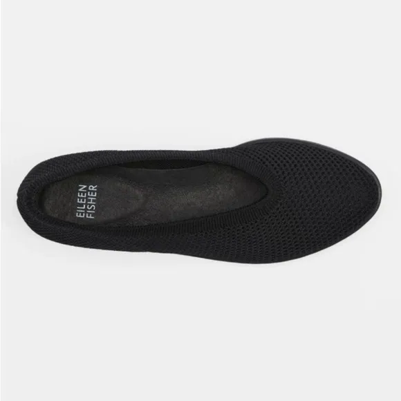 Eileen Fisher Heaven Stretch Knit Wedge Ballet Flat Black 5.5 Old Money Luxury