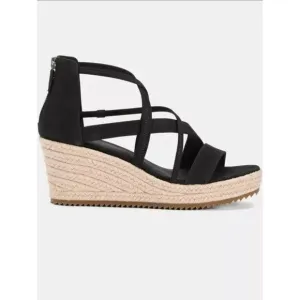 EILEEN FISHER Wanda Black Nubuck Espadrille Wedge Sandals size 5.5 New
