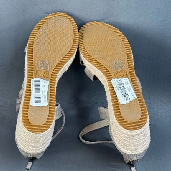 Eileen Fisher Espidrilles Sandals Island Platinum Metallic shoes women’s size 8