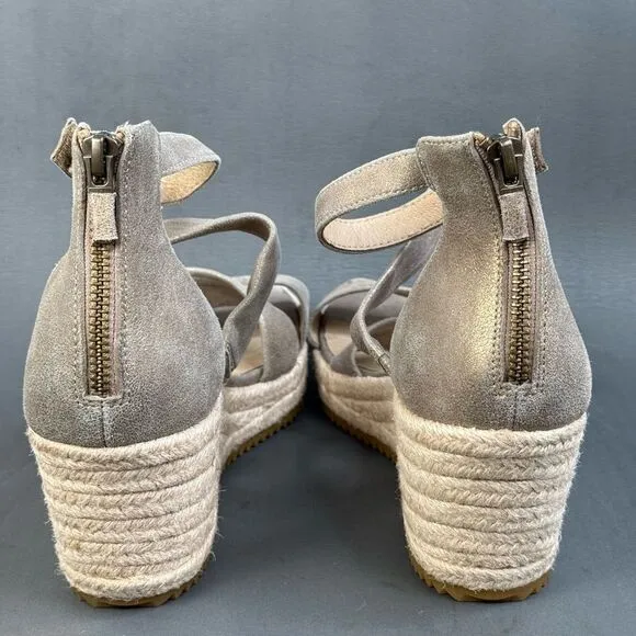 Eileen Fisher Espidrilles Sandals Island Platinum Metallic shoes women’s size 8