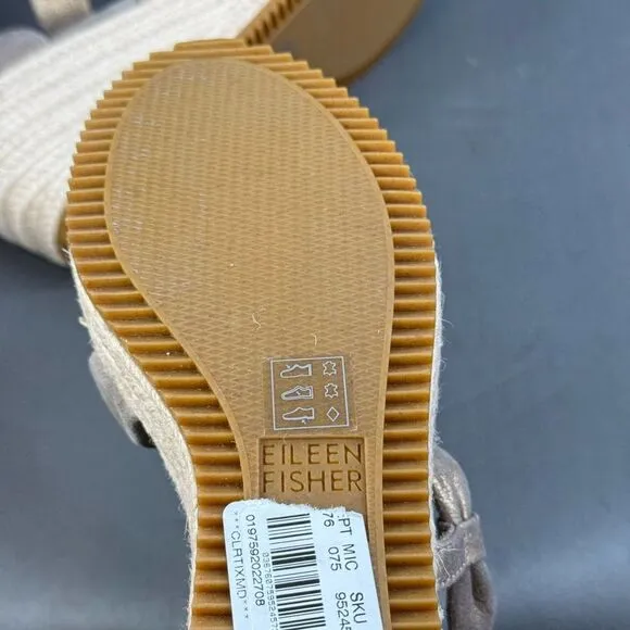 Eileen Fisher Espidrilles Sandals Island Platinum Metallic shoes women’s size 8