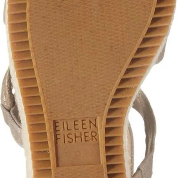Eileen Fisher Espidrilles Sandals Island Platinum Metallic shoes women’s size 8