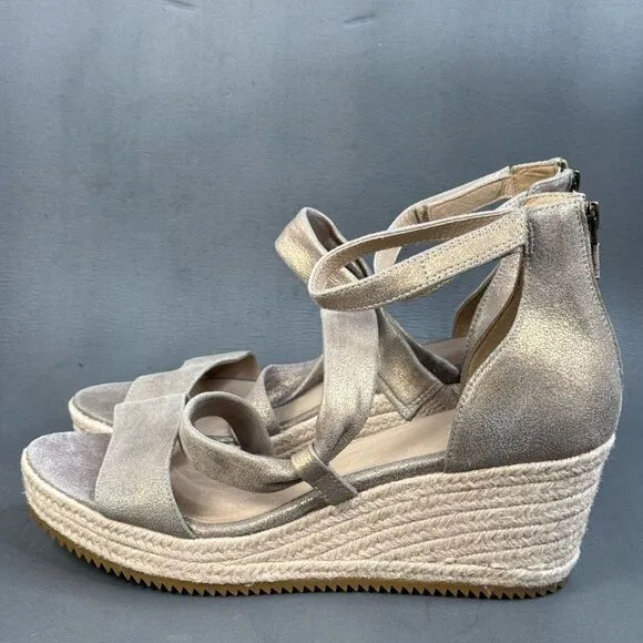 Eileen Fisher Espidrilles Sandals Island Platinum Metallic shoes women’s size 8
