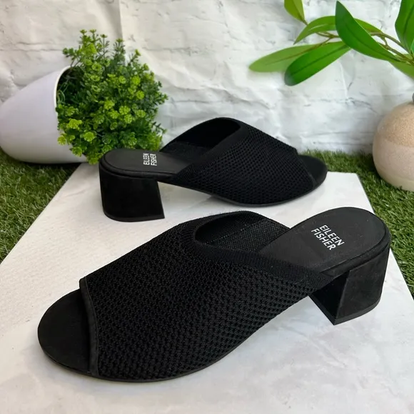 Eileen FisherFave Stretch Fabric Block 2” Heel Sandals $175 size 8 New