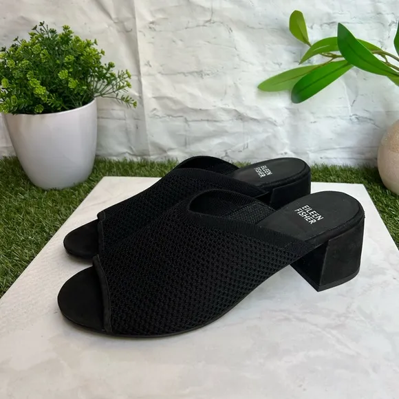 Eileen FisherFave Stretch Fabric Block 2” Heel Sandals $175 size 8 New