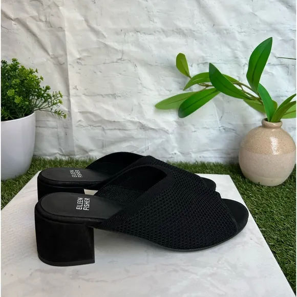 Eileen FisherFave Stretch Fabric Block 2” Heel Sandals $175 size 8 New