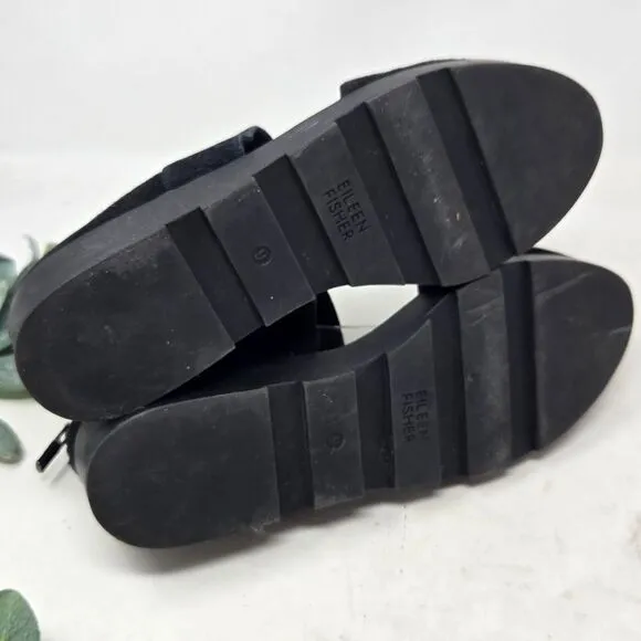 EILEEN FISHER Suede Platform Mary Jane Shoes Size 9