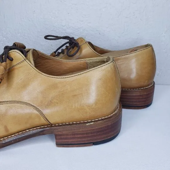 Emling Chausseur Tan Leather Split Toe Derby Shoes Mens Size 9 Made In Italy