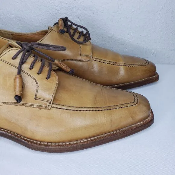 Emling Chausseur Tan Leather Split Toe Derby Shoes Mens Size 9 Made In Italy