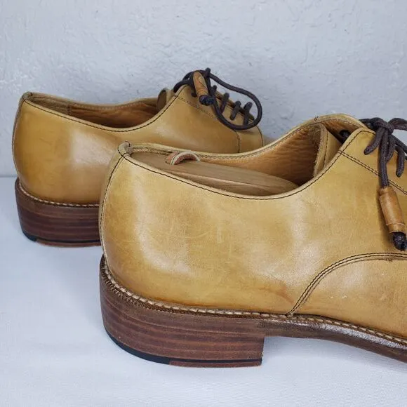Emling Chausseur Tan Leather Split Toe Derby Shoes Mens Size 9 Made In Italy