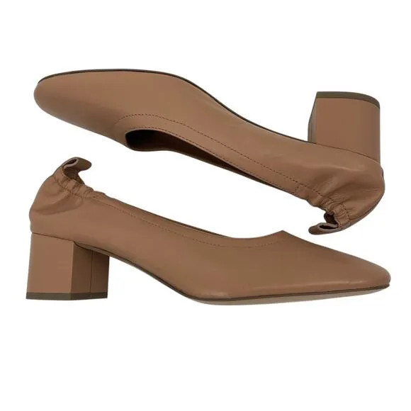 Everlane The Day Heel in Leather Blush Tan Size 10 Balletcore Round Toe