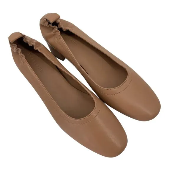 Everlane The Day Heel in Leather Blush Tan Size 10 Balletcore Round Toe